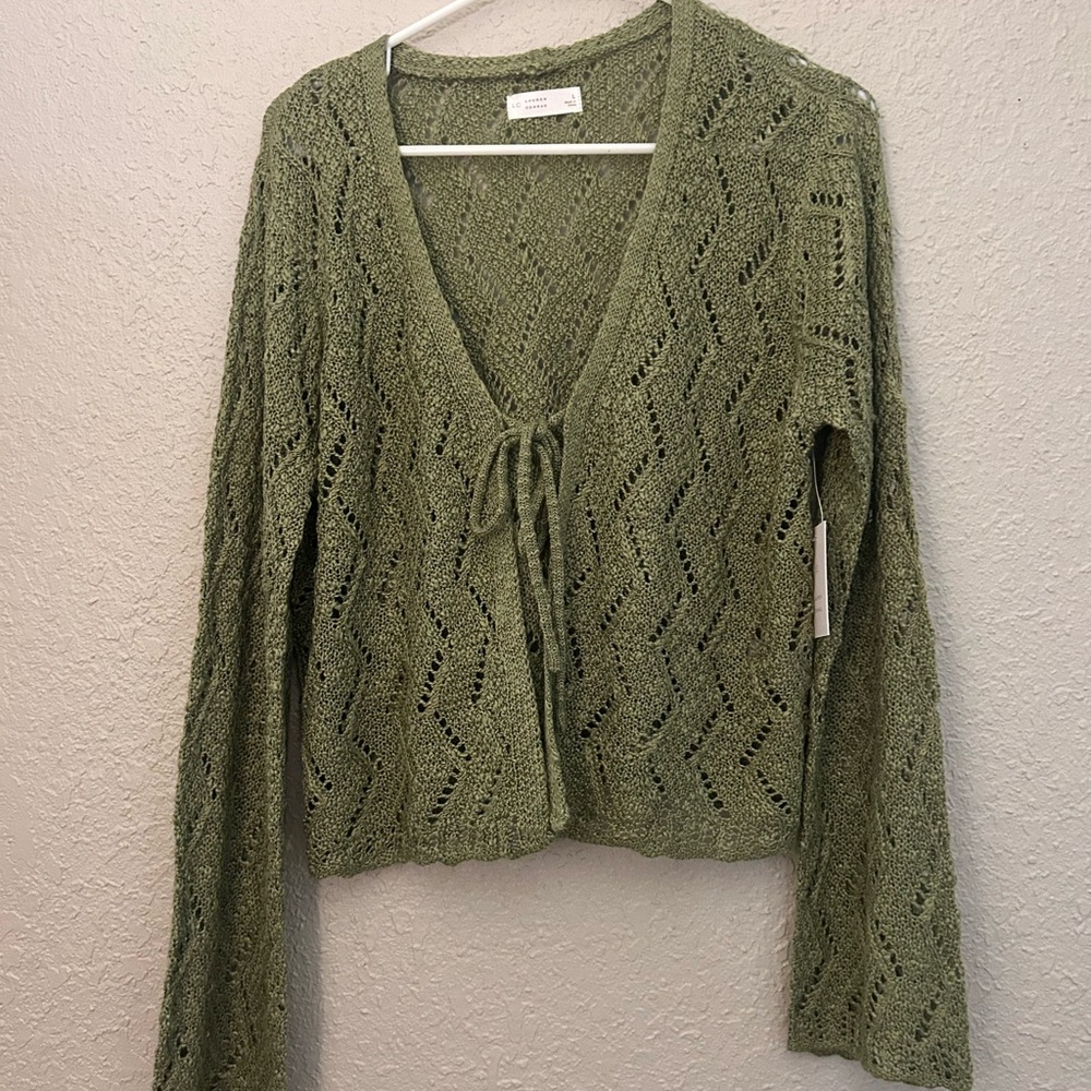 LC Lauren Conrad Olive Knit Cardigan
